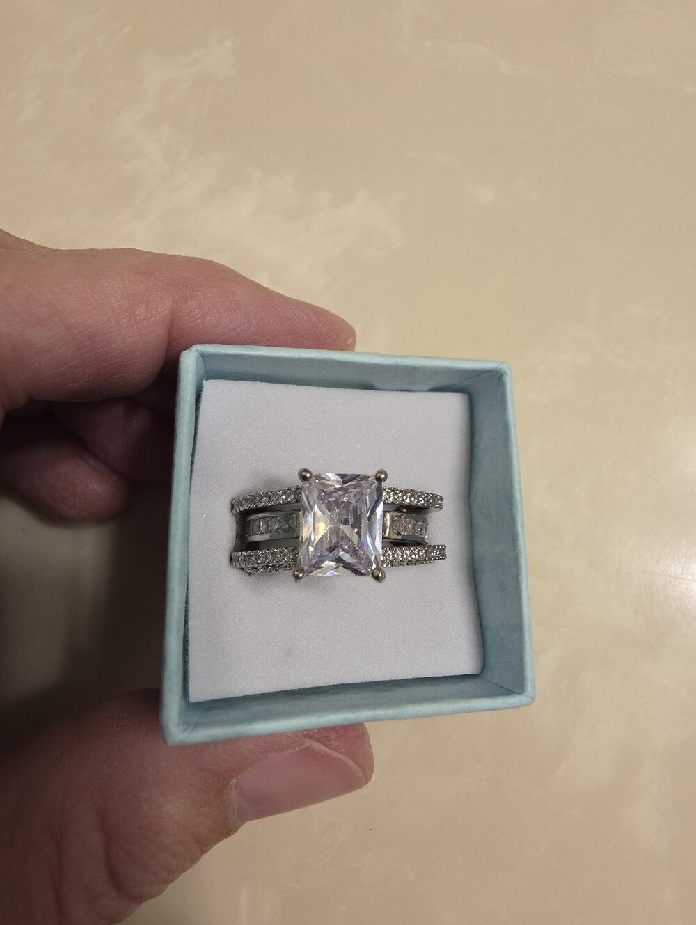 925 Silver and CZ Ring Set Size 9